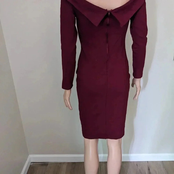 Windsor Red Off Shoulder Midi Long Sleeve Dress Size M - Picture 8 of 11